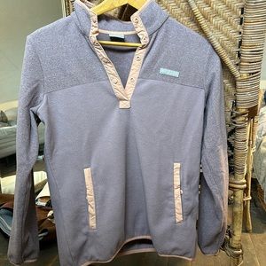 Purple and pink Columbia sweater.